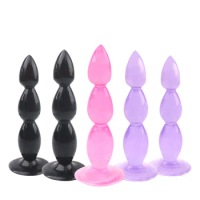 Candiway Soft Silicone Anal Beads Plug With Suction Cup Prostate Massage Trainer Dildo Unisex Masturbation Sex Toy For Men Women