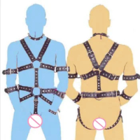Sexy Mens Gay PU Leather Full Body Chest Harness Bondage Open Penis Ring BDSM Night Clubwear Sex Tools for Gay Male 18+