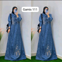 ELEGANT MUSLIMAH - Jena Dresses Gamis Blue Jeans Bordir | Gamis Jeans Wanita