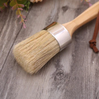 2024 New Round Chalk Paint Wax Brush with Ergonomic Wooden Handle Natural Bristle Brushes