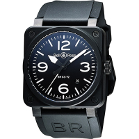 Bell &amp; Ross Aviation 軍事飛行陶瓷機械腕錶-黑/42mm