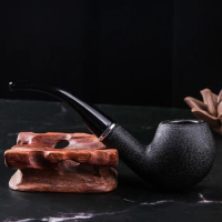 Classic Frosted Smoking Pipe Black Resin Tobacco Pipe with Filter Smoking Accessories Men's Holiday GiftTool