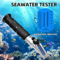 Portable Handheld Salinity Refractometer 0-100% Salt Meter Tester Salinity Seawater Salinometer for Squarium Tanks Fishery