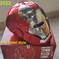 2022 Hot New 1:1 Marvel Iron Man Mk5 Electric Helmet Voice Control Opening Closing Helmet Eyes Cosplay Model Toys Anime Figure