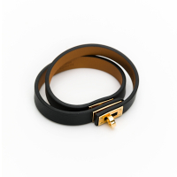 HERMES 愛馬仕 Mini Kelly Double Tour手環(黑/金)