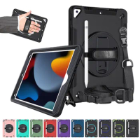 Suitable for Apple iPad 10.2, 789th, 2021, Three Protection Tablet Silicone Protective Case with 360 ° Rotating Disc iPad Case