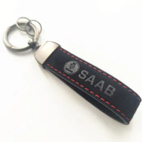 Suede Leather Car Keychain Key Rings For Saab 93 9-3 95 9-5 900 9 3 9 5 Key Chain Holder Car Styling Accessories