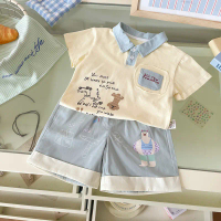 ชุดเด็กผู้ชาย เสื้อโปโล + กางเกงขาสั้น Xy255160polo สไตล์เกาหลี มาใหม่ ฤดูร้อน 2025 [ในสต็อก]