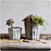 Cement flower pot mold imitation bark relief modeling homeroom decoration succulent flower pot silicone mold