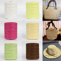 280M/Roll Natural Raffia Straw Yarn Raffia Paper Knitting Material Cushion Baskets Hat HandBag Colrful DIY Crochet Supplies