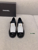 Chanel 漆皮 黑白拼色 圓頭瑪麗珍鞋 大頭鞋 35-39-Misaki精品