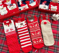 Vớ tất len cổ cao họa tiết thổ cẩm Noel vintage cực ấn tượng Tất len cotton co giãn bền bỉ  Quà tặng