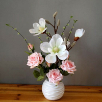 仿真玫瑰花假花盆栽擺設裝飾花藝擺件  萬事屋 雙十一購物節