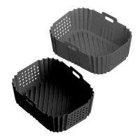 Rectangle Silicone Air Fryers Liner Basket Reusable Air Fryers Pot And Heat Resistant Food Baking Air Fryers Oven Accessories