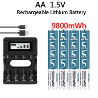 AA Battery 1.5V Rechargeable Polymer Lithium-ion Battery AA Battery for remote control mouse fan Electric toy with USB charger