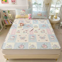 紅豆乳膠竹蓆學生宿舍單人軟竹蓆冰絲蓆子可機水洗夏-甜蜜邂逅【整張乳膠填充冰絲涼感】 90*200cm床蓆款二件套