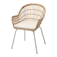 NILSOVE/NORNA 餐椅附椅墊, 籐製 白色/laila 自然色