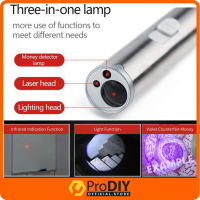 PRODIY 3 in 1 UV Torch Light Money Detector (935#)