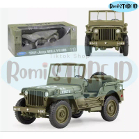 [Romi Store] Welly 1941 Jeep Willys MB Miniatur Diecast Jeep tentara militer Skala 1:18