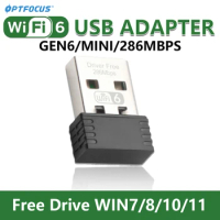 OPTFOCUS Wifi6 2.4G 286mbps USB Wifi Adapter For PC Adaptador wifi 6e Dongle Usb Mini Wireless Wi Fi Receiver Para PC