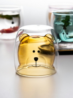 家用可愛小熊杯水杯高顏值雙層玻璃隔熱防燙牛奶杯玻璃杯透明杯子