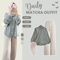 OOTD Hijab Style Kemeja Pita Celana Bella Square Setelan Wanita Kekinian LS118 Remaja Dewasa Bahan R