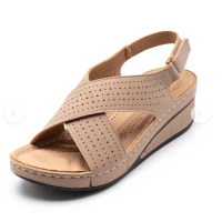 Sandal Wanita, Saiz Besar, Baji, Bernafas, dengan Velcro, Tapak Tebal, Rekaan Berongga, untuk Wanita