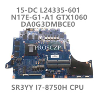 L24335-001 L24335-601 Mainboard DA0G3DMBCE0 W/SR3YY I7-8750H CPU GTX1060 6GB For HP OMEN 15-DC 15T-DC Laptop Motherboard Working