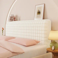 Thicken Velvet Plush Quilted Headboard Cover Soft Skin-friendly Elastic Bed Head Cover Dustproof Headboard Protector Cover