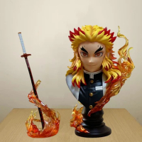 Anime Demon Slayer Figure Rengoku Kyoujurou Action Figures GK Flame Bust Figurine PVC Statue Collection Ornament Model Kid Toys
