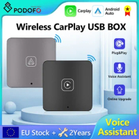 Podofo Android Auto Ai Box Wireless Android Auto Car Play Streaming Box for VW Audi Toyota Honda