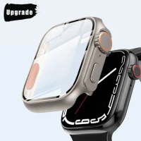 Glass+Case for Apple Watch Series 8 7 45mm 41mm Case Change to Ultra for IWatch 4 5 6 SE 44mm 40mm Screen Protector Cover Bumper