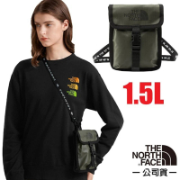 【The North Face】插扣式可調節潮流背帶單肩包1.5L.斜背包.側背包.隨身包袋(7QU7-21L 綠 N)