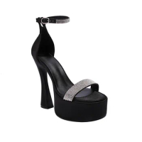 Zapatos Mujer 2023 Luxury Sandals Women High Heels Ankle Strap Buckle Platform Shoes Solid Party Shoes Plus Size 34-48 A1-41