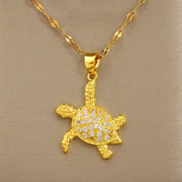 Exquisite and fashionable cartoon turtle zircon pendant necklace for ladies birthday gift Christmas gift for friends