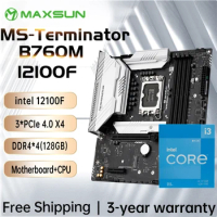 MAXSUN Gaming Motherboard Kit Terminator B760M D4 Mainboard with CPU intel i3 12100F [ without cooler] Computer Components New