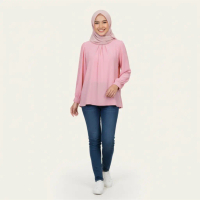 AISHA MUSLIMAH FASHION BLOUSE. SOFT CEY IRONLESS. LOOSE. S TO 5XL