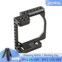 HDRIG For Sony Camera Cage With Wooden Top Handgrrip Basic Quick Release Plate Cage Rig Kit Frame For Sony A6000/A6600 For Canon