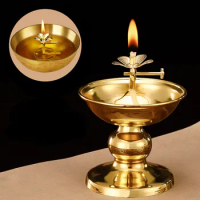 Buddha Hall Oil Lamp for Buddha Ornaments Household Butter Lamp Holder Sesame Oil Edible Oil Long Bright Lamps Buddhist Supplies