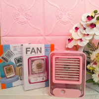 kioas ac mini portable LED fan humidifier air cooler recharging / bisa di cas Hijau Pink