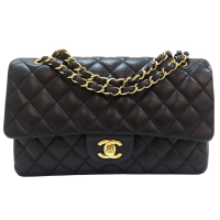 【二手名牌BRAND OFF】CHANEL 香奈兒 黑色 菱格紋 羊皮 CoCo 25 鍊帶 肩背包