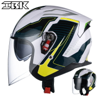 跨境摩托車頭盔半盔男女內置雙鏡片半盔覆式機車四分之三騎行頭盔
