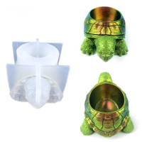 Turtle Flower Pot Mold Diy Flower Pot Drip Cement Plaster Ornament Mould 3D Three-dimensional Turtle Pot Silica Gel Molds