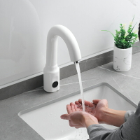 陶瓷白感應水龍頭全自動感應式龍頭單冷智能紅外線家用節水洗手器