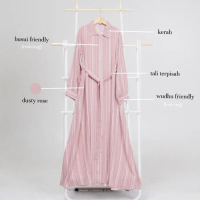 Nameera Style - Amira Dress | Dress Rayon Salur Adem Busui Friendly - Amira Dusty Rose, M