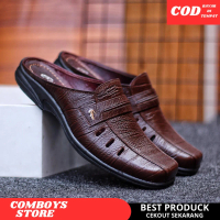 Sepatu Sandal Pria Kulit Sapi Formal Casual Kerja Kantor Sendal Sepatu Slop Selop Bustong Cow Leathe