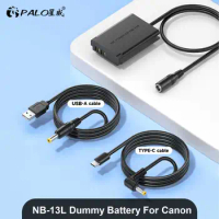 NB-13L Dummy Battery with USB-A Type-C Power Adapter DC Coupler for Canon G7X2 G7X3 G5X2 G9X2 G1X3 G5X G9X SX620 SX720 SX730 HS