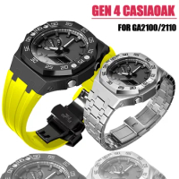 CasiOak Mod Kit GEN4 GA2100 Metal Bezel for Casio Modification 3rd 4rd Generation Rubber Watch Case Strap for GA2100/2110 Steel