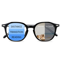 Photochromic Multifocal Reading Glasses Magnifying Fetro Oval Glasses Tinted Ultralight Eyeglasses Frame Men Sunglasses