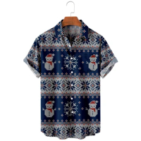 2022 New snowman Men's Hawaiian Shirt Beach 5xl Short Sleeve Fashion Top T-Shirt Men's Top